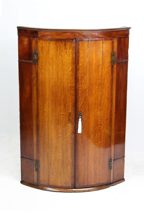 Georgian Oak Bow Front Corner Cupboard