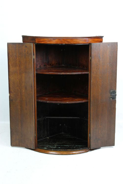 fig 1. Georgian Oak Bow Front Corner Cupboard