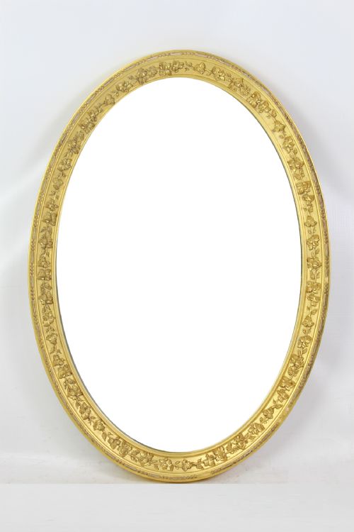 Large Edwardian Oval Gilt Framed Mirror