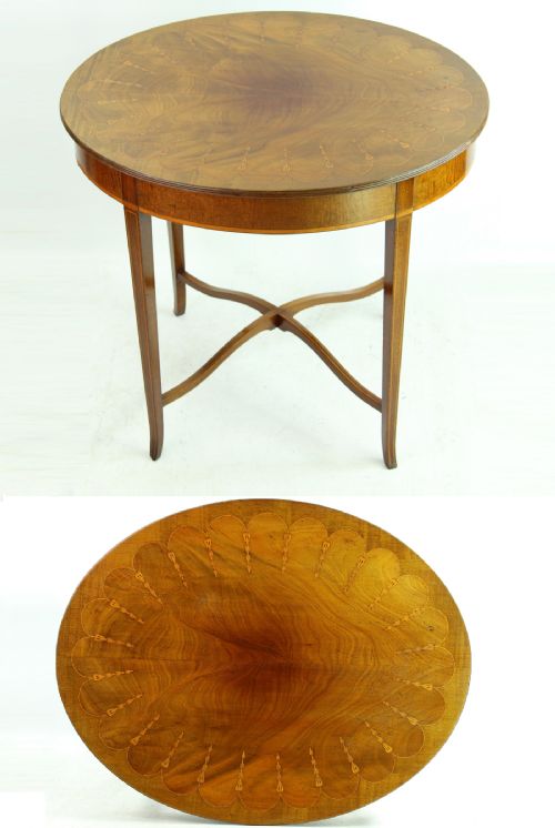 Edwardian Mahogany & Inlaid Oval Side Table