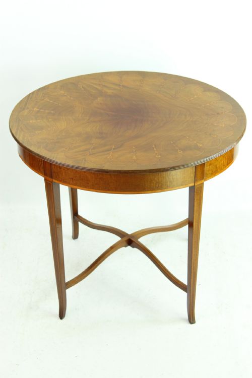 fig 1. Edwardian Mahogany & Inlaid Oval Side Table