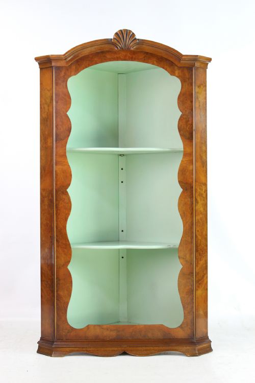 Burr Walnut Open Corner Shelves