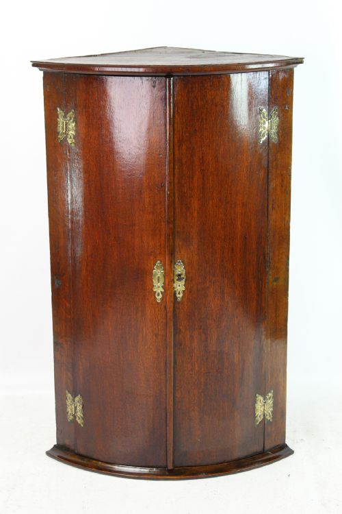 Small Georgian Oak Bow Front Corner Cupboard