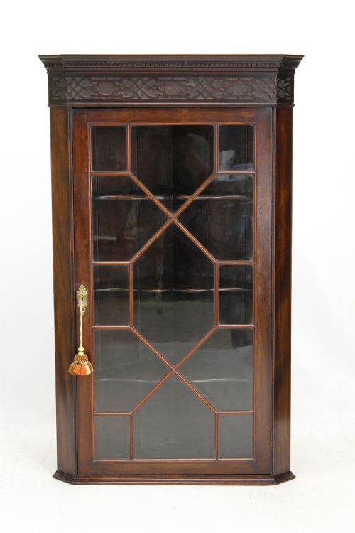 Edwardian Astragal Glazed Mahogany Corner Cupboard