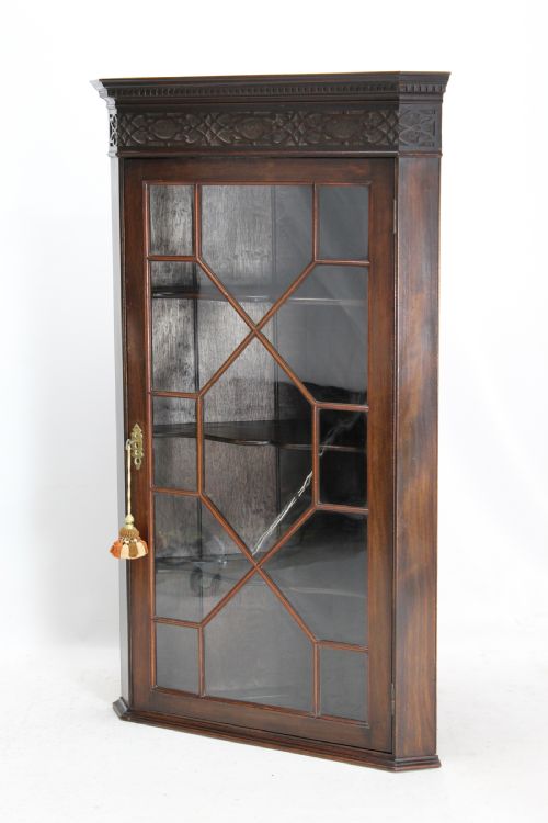 fig 1. Edwardian Astragal Glazed Mahogany Corner Cupboard