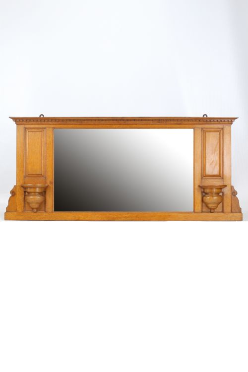 Edwardian Oak Overmantle Mirror