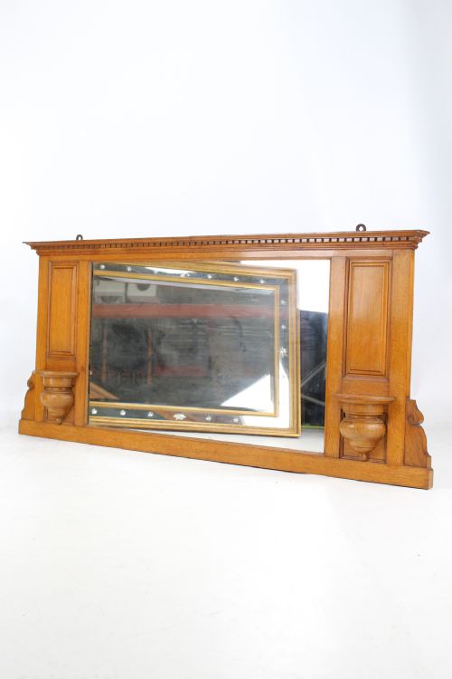 fig 1. Edwardian Oak Overmantle Mirror