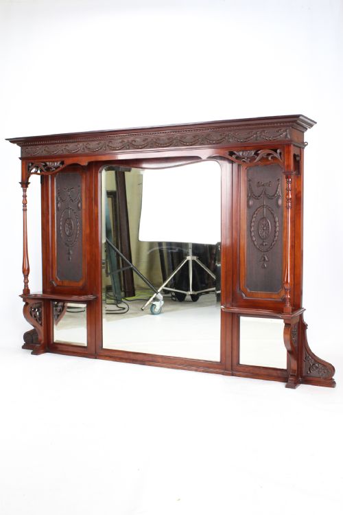 fig 1. Large Victorian Carved Mahogany Overmantle Mirror