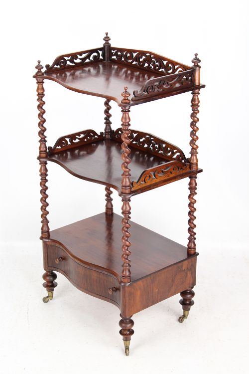 Antique Victorian 3 Tier Rosewood Whatnot Bookcase