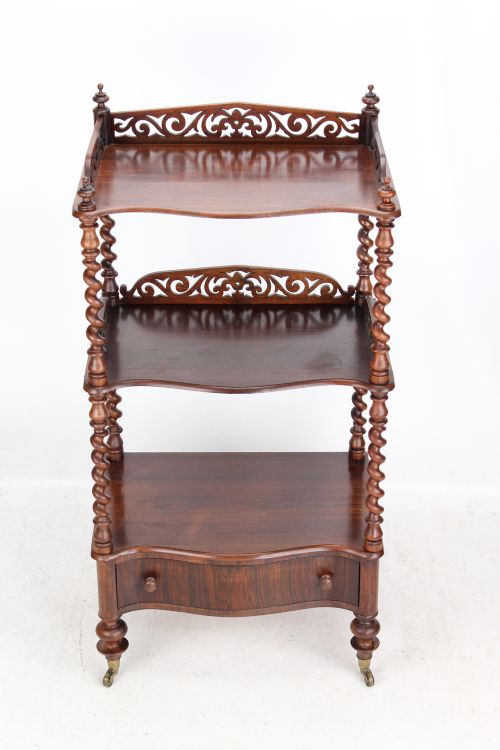fig 1. Antique Victorian 3 Tier Rosewood Whatnot Bookcase