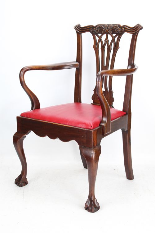 Antique Edwardian Mahogany & Leather Desk Chair