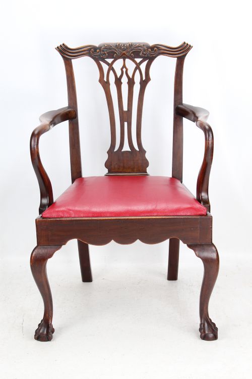 fig 1. Antique Edwardian Mahogany & Leather Desk Chair
