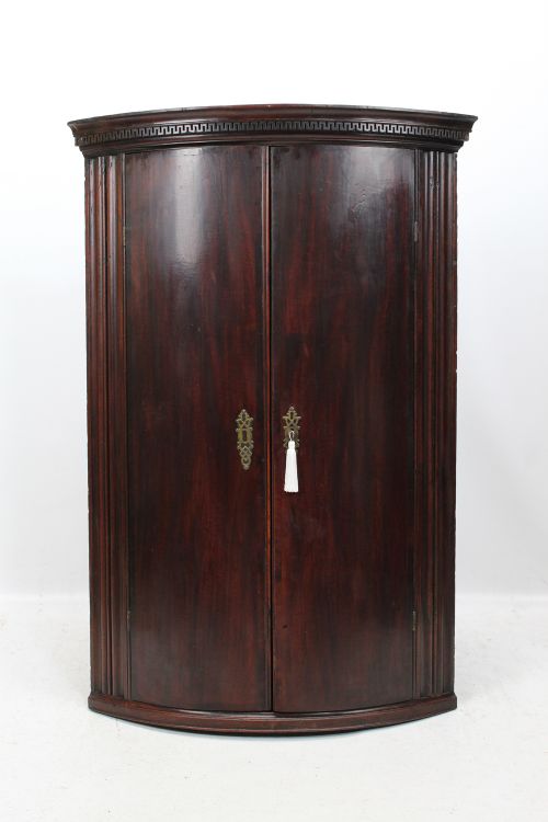 Georgian Mahogany Bow Front Corner Cupboard