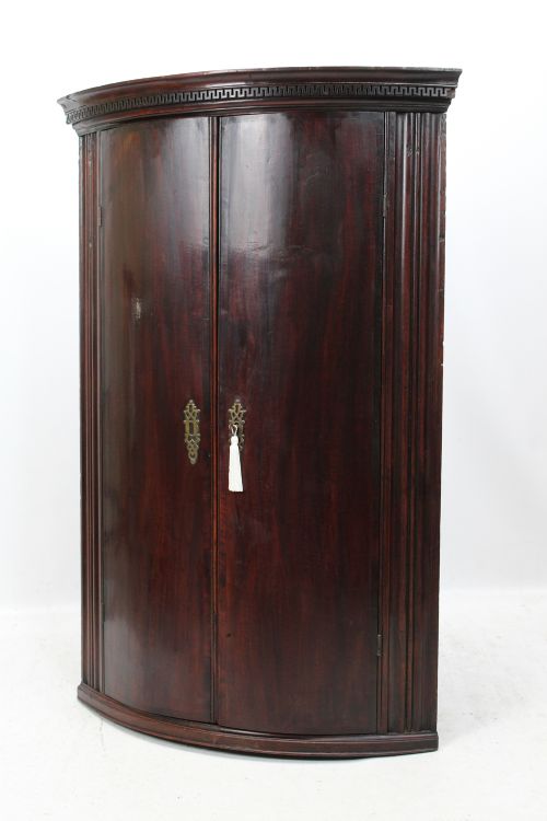 fig 1. Georgian Mahogany Bow Front Corner Cupboard