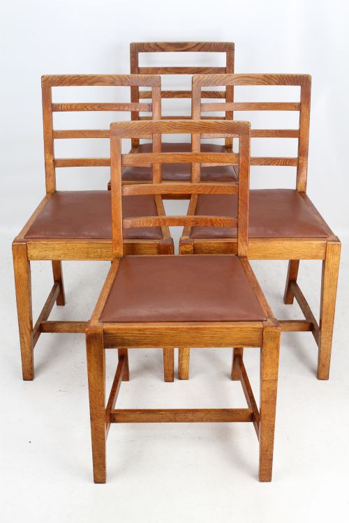 fig 1. Set of 4 Oak Dining Chairs Manner of Heals