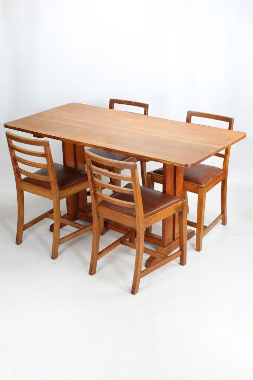 Oak Refectory Dining Table & 4 Chairs Manner of Heals