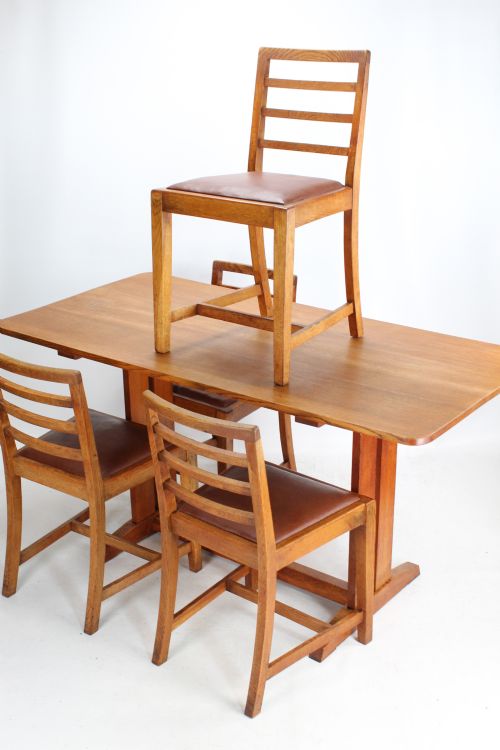 fig 1. Oak Refectory Dining Table & 4 Chairs Manner of Heals