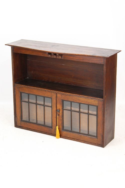 fig 1. Edwardian Arts & Crafts Oak Wall Cabinet Cupboard