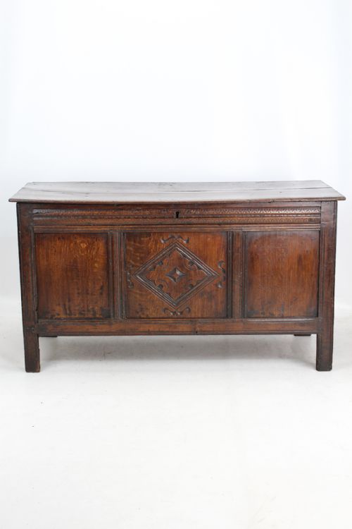 Small 17th Century Carved Oak Coffer Blanket Chest
