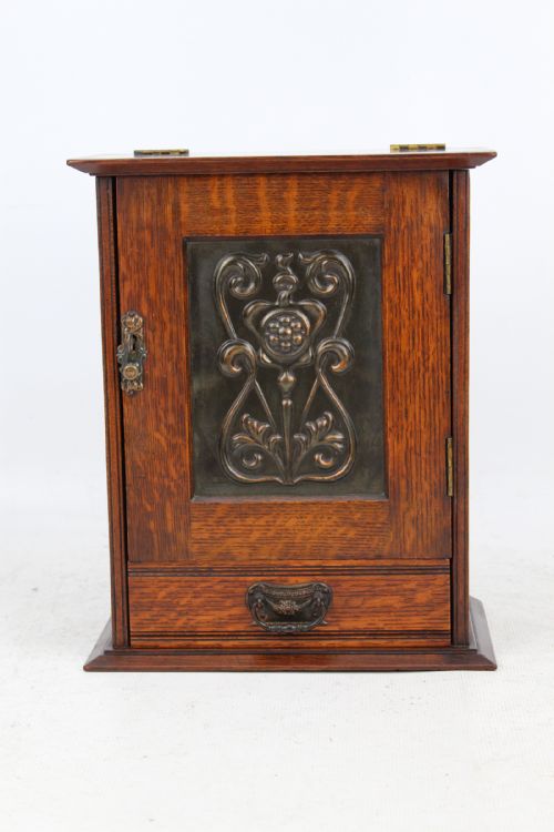 Small Edwardian Arts & Crafts Oak Cabinet Cupboard