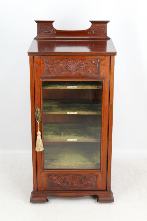 Edwardian Arts & Crafts Walnut Music Cabinet Cupboard Bookcase