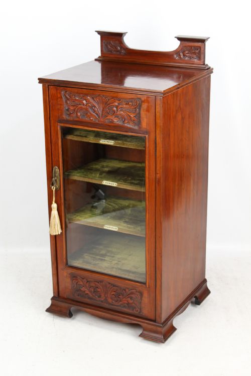 fig 1. Edwardian Arts & Crafts Walnut Music Cabinet Cupboard Bookcase