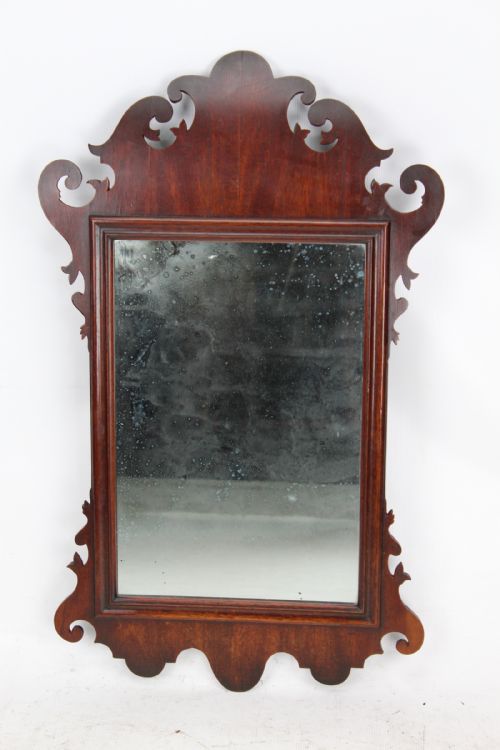 fig 1. Georgian Mahogany Fretwork Mirror with Curved Pediment