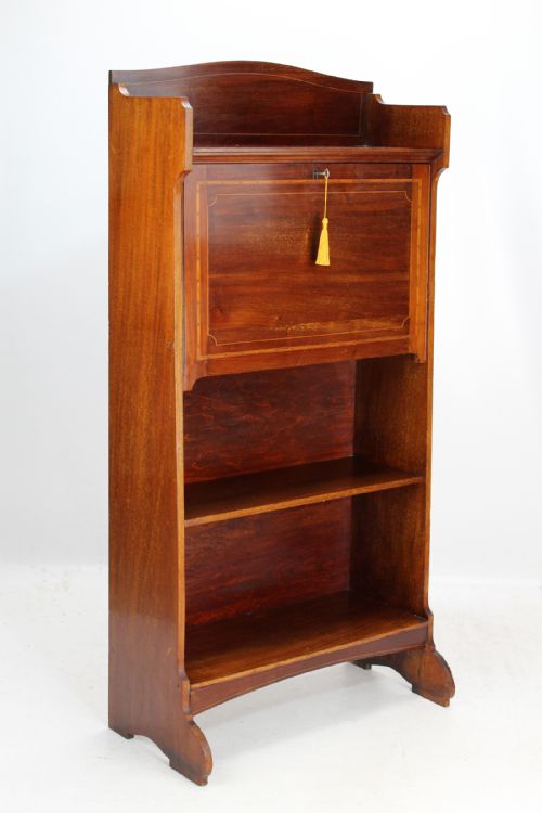 Edwardian Mahogany Hall Bureau Dublin Label