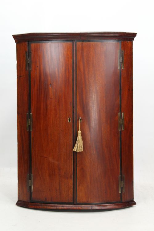 Georgian Mahogany Bow Front Corner Cupboard