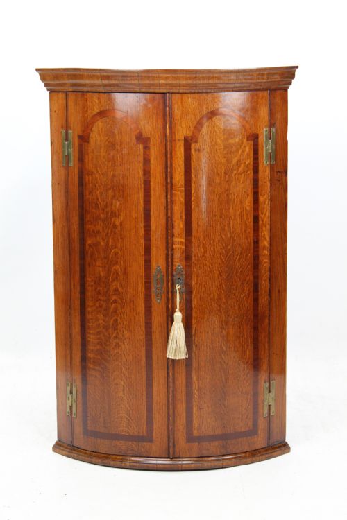 Georgian Oak Bow Front Corner Cupboard
