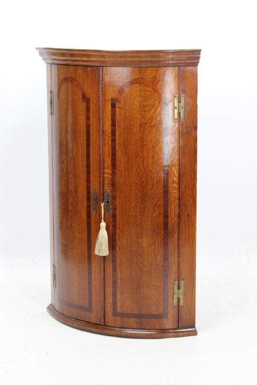 fig 1. Georgian Oak Bow Front Corner Cupboard