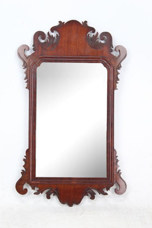 Small Georgian Mahogany Fretwork Wall Pier Mirror
