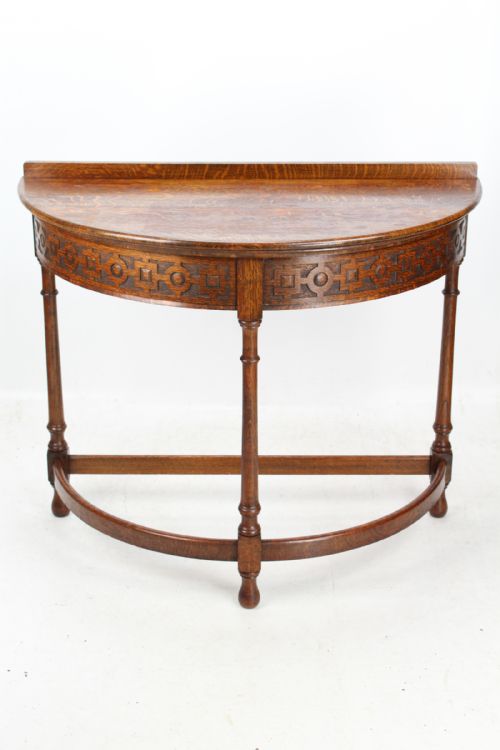 Oak Demi-lune Hall Console Table