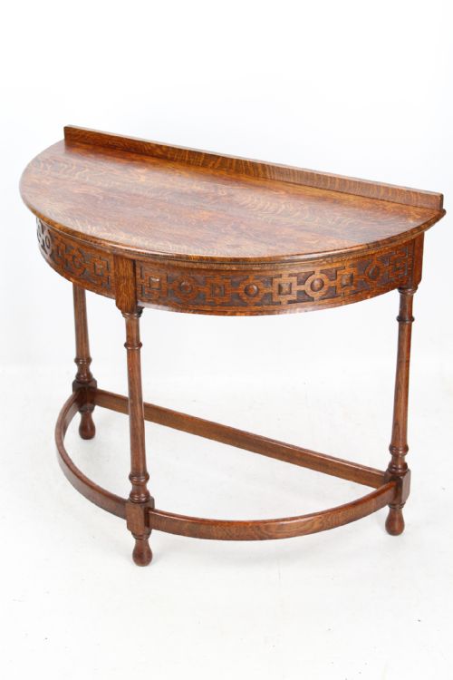 fig 1. Oak Demi-Lune Hall Console Table 