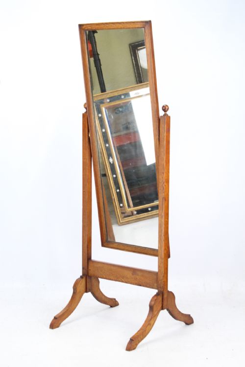 fig 1. Edwardian Oak Cheval Mirror
