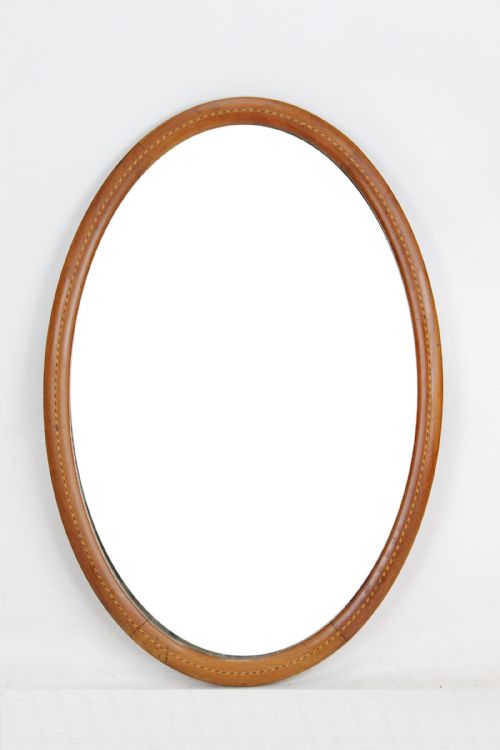 Antique Edwardian Mahogany & Inlaid Oval Mirror