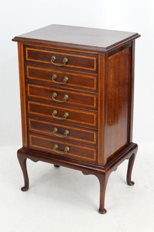 Edwardian Inlaid Mahogany Music Cabinet, George Laird & Son Glasgow