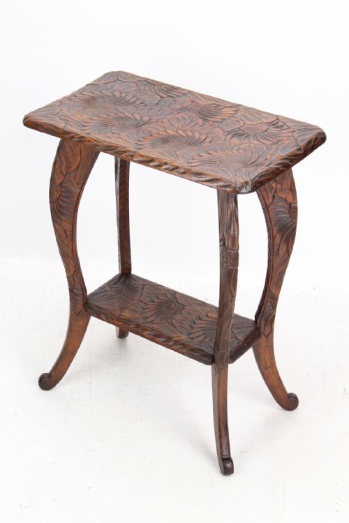 Antique Liberty & Co Carved Japanese Side Table