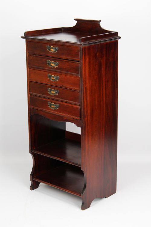 Tall Antique Edwardian Music Cabinet Drawers