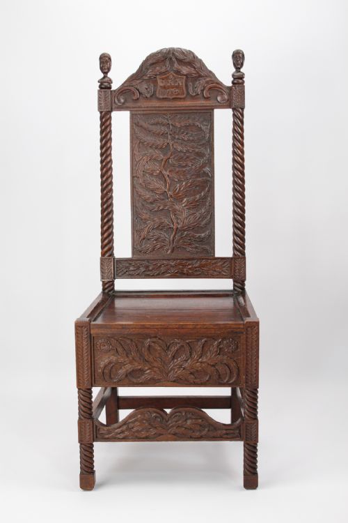 fig 1. Victorian Gothic Carved Oak Chair Dated 1869