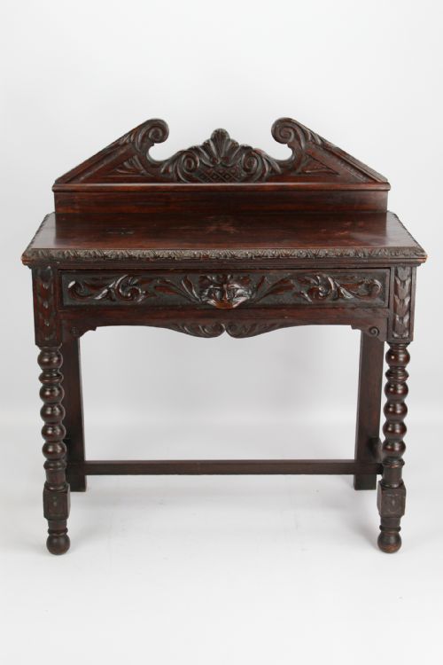 Victorian Gothic Revival Oak Hall Table
