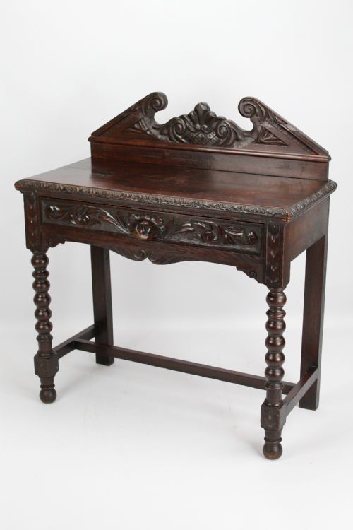 fig 1. Victorian Gothic Revival Oak Hall Table