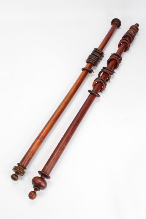 fig 1. 2 Antique Victorian 5Ft Wooden Curtain Poles