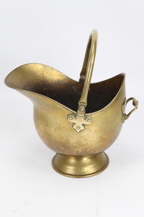 Victorian Brass Helmet Coal Scuttle Log Bin Bucket