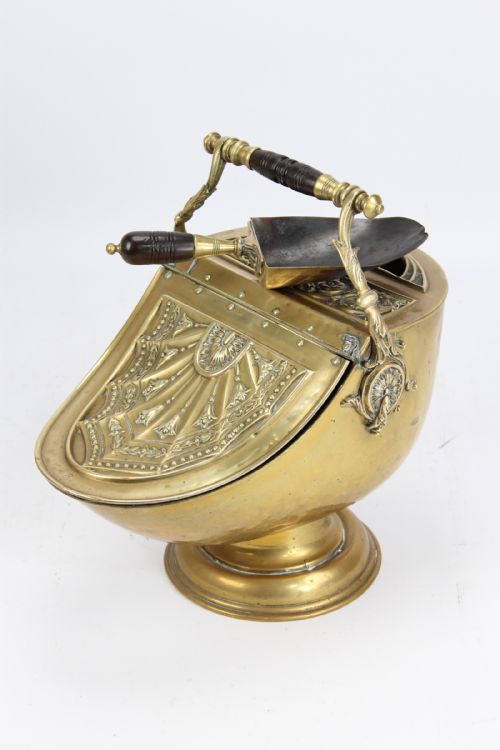 fig 2. Victorian Brass Helmet Coal Scuttle