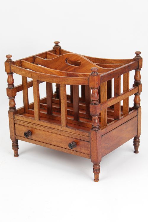 Small George III Mahogany Canterbury with Drawer
