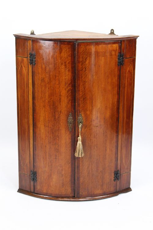 Georgian Oak Bow Front Corner Cupboard