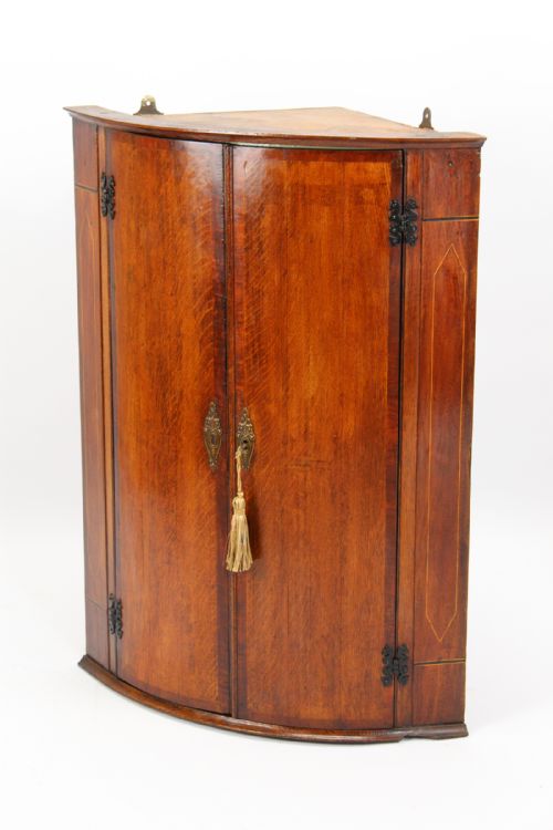 fig 1. Georgian Oak Bow Front Corner Cupboard