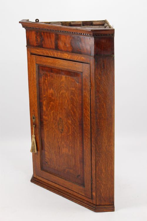 fig 1. Georgian Oak Corner Cupboard with Britannia Inlay