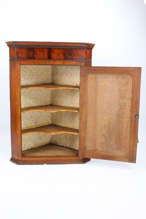 fig 2. Georgian Oak Corner Cupboard with Britannia Inlay